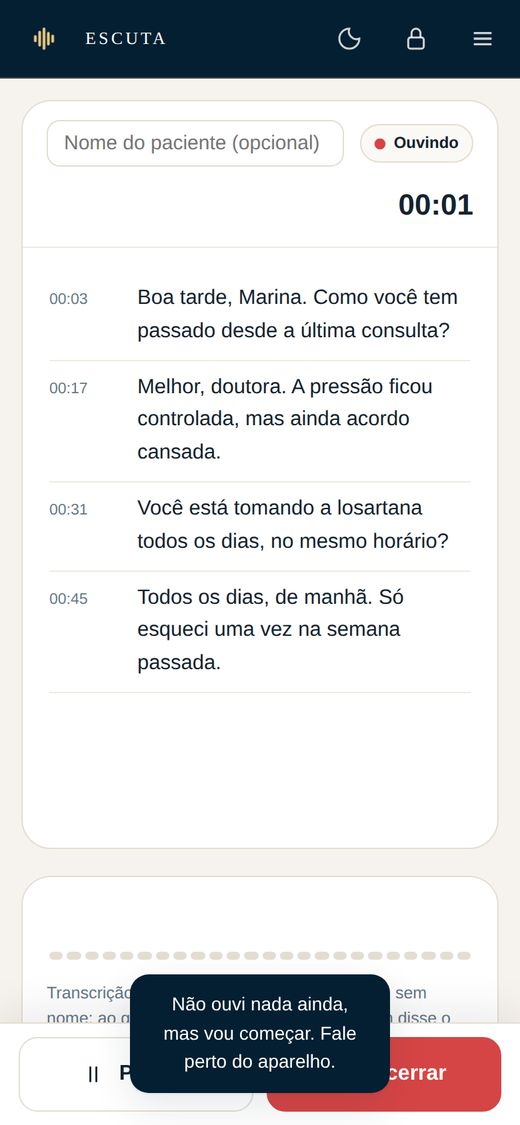 Transcrição no iPhone